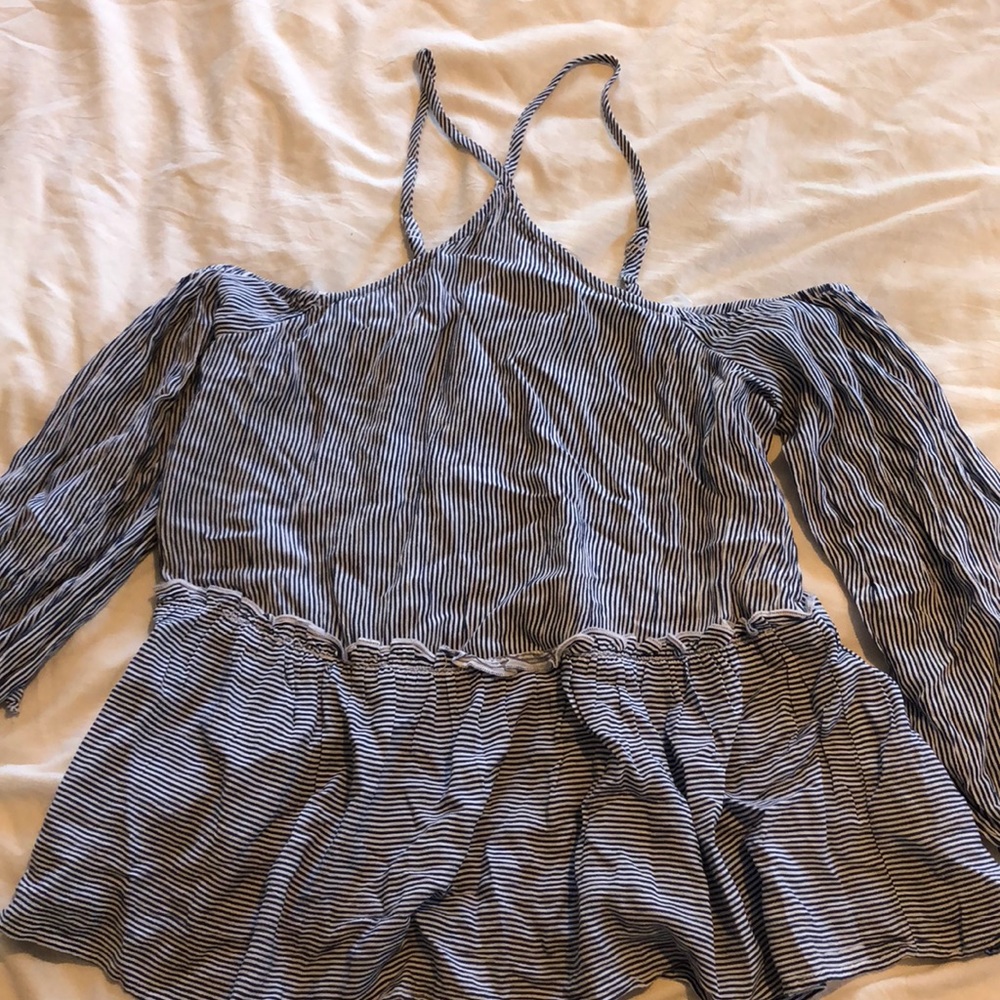 American eagle striped shoulder less blouse